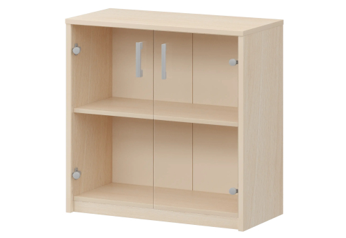 Стеллаж низкий с прозрачным стеклом Аксима, цвет бук