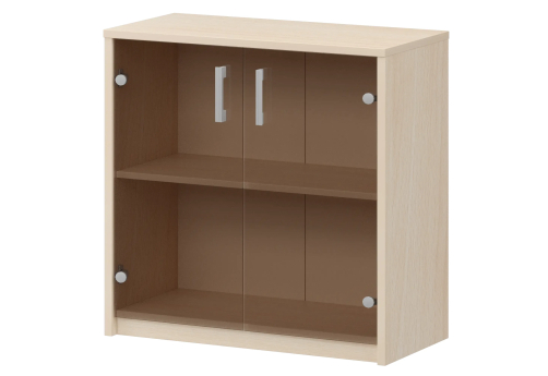 Стеллаж низкий с тонированным стеклом Аксима, цвет бук