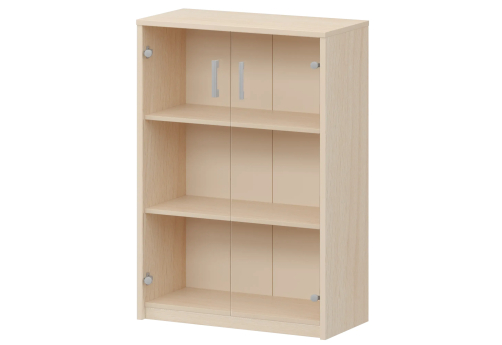 Стеллаж средний с прозрачным стеклом Аксима, цвет бук