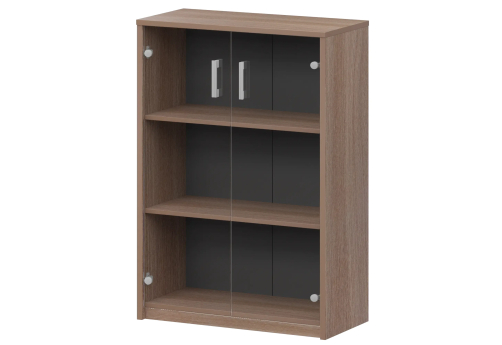 Стеллаж средний с прозрачным стеклом Аксима, цвет темный шимо