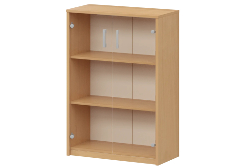 Стеллаж средний с прозрачным стеклом Аксима, цвет ольха