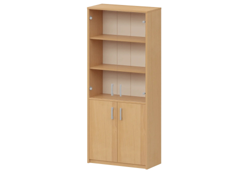 Шкаф комбинированный с прозрачным стеклом Аксима, цвет ольха