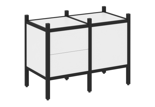 Стеллаж прямой вариант 1 Европа, цвет белый бриллиант + черный