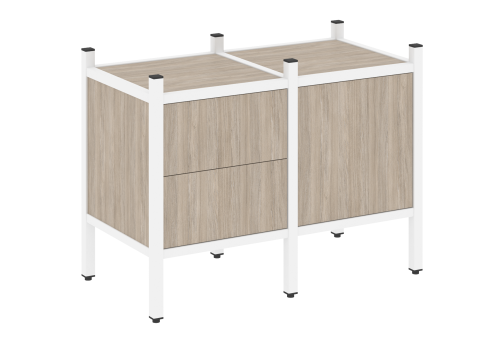 Стеллаж прямой вариант 1 Европа, цвет дуб аттик + белый