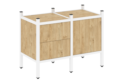 Стеллаж прямой вариант 1 Европа, цвет тиквуд светлый + белый