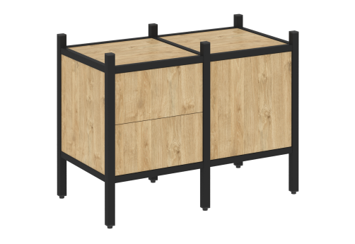 Стеллаж прямой вариант 1 Европа, цвет тиквуд светлый + черный