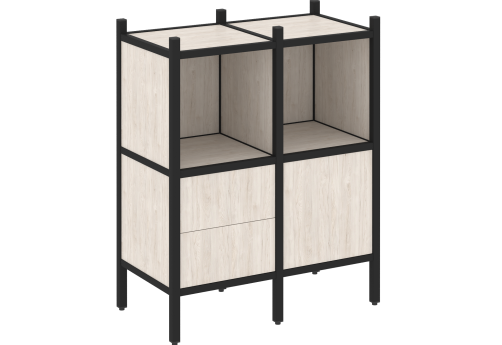 Стеллаж прямой вариант 2 Европа, цвет денвер светлый + черный