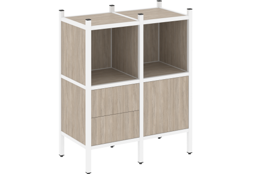 Стеллаж прямой вариант 2 Европа, цвет дуб аттик + белый