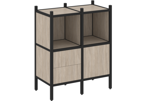 Стеллаж прямой вариант 2 Европа, цвет дуб аттик + черный