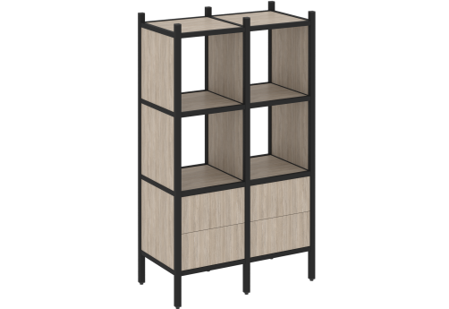 Стеллаж прямой вариант 3 Европа, цвет дуб аттик + черный