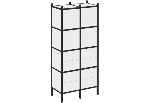 Стеллаж прямой вариант 4 Европа, цвет белый бриллиант + черный