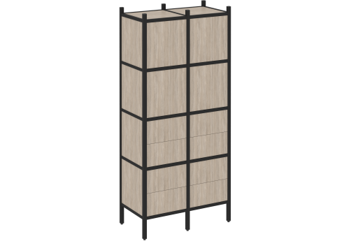 Стеллаж прямой вариант 4 Европа, цвет дуб аттик + черный