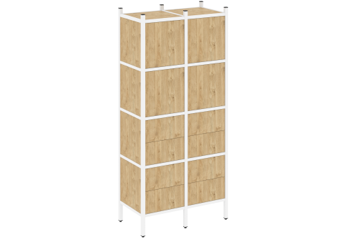 Стеллаж прямой вариант 4 Европа, цвет тиквуд светлый + белый