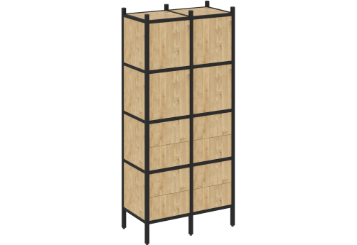 Стеллаж прямой вариант 4 Европа, цвет тиквуд светлый + черный