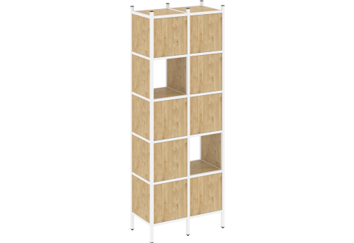 Стеллаж прямой вариант 5 Европа, цвет тиквуд светлый + белый
