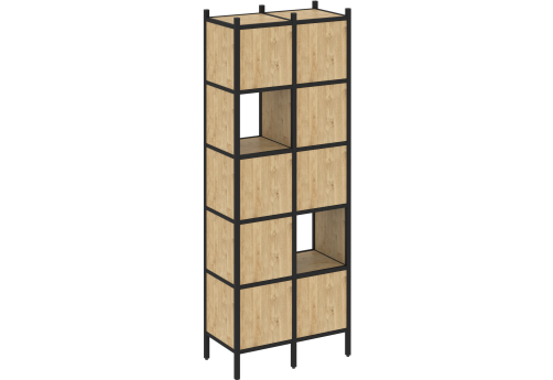 Стеллаж прямой вариант 5 Европа, цвет тиквуд светлый + черный