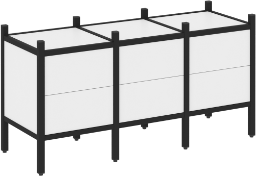 Стеллаж прямой вариант 6 Европа, цвет белый бриллиант + черный