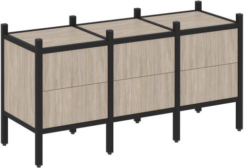 Стеллаж прямой вариант 6 Европа, цвет дуб аттик + черный