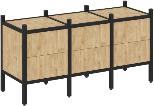 Стеллаж прямой вариант 6 Европа, цвет тиквуд светлый + черный