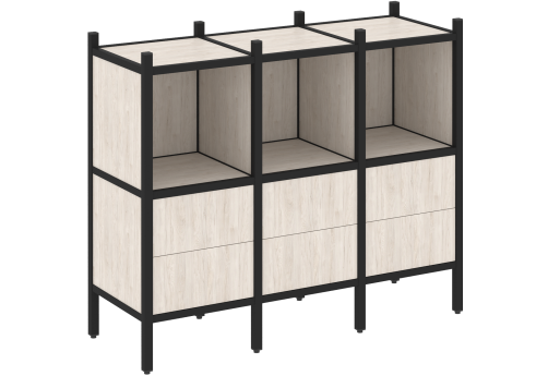 Стеллаж прямой вариант 7 Европа, цвет денвер светлый + черный