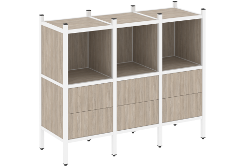 Стеллаж прямой вариант 7 Европа, цвет дуб аттик + белый