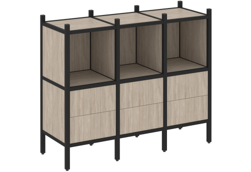 Стеллаж прямой вариант 7 Европа, цвет дуб аттик + черный