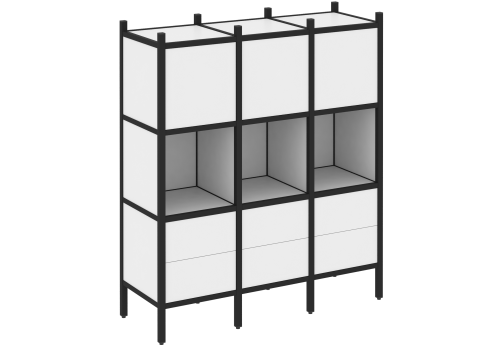 Стеллаж прямой вариант 8 Европа, цвет белый бриллиант + черный