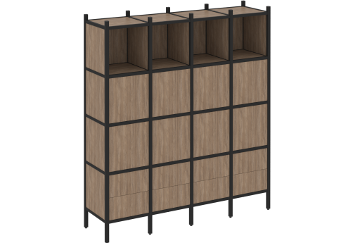 Стеллаж прямой вариант 9 Европа, цвет дуб аризона + черный