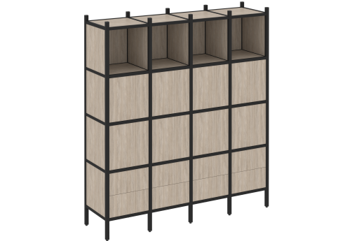 Стеллаж прямой вариант 9 Европа, цвет дуб аттик + черный