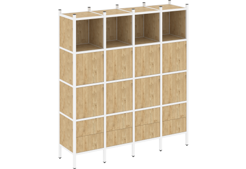 Стеллаж прямой вариант 9 Европа, цвет тиквуд светлый + белый