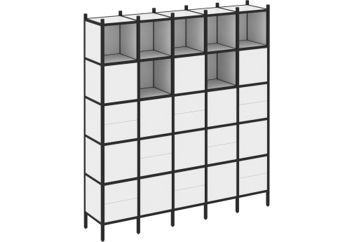 Стеллаж прямой вариант 10 Европа, цвет белый бриллиант + черный