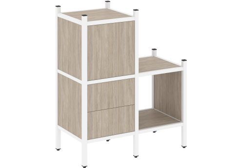 Стеллаж прямой вариант 11 Европа, цвет дуб аттик + белый