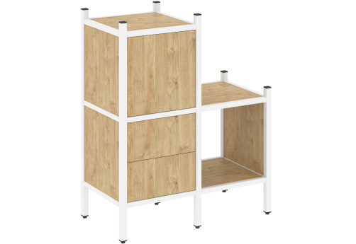 Стеллаж прямой вариант 11 Европа, цвет тиквуд светлый + белый