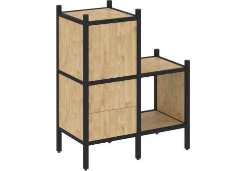 Стеллаж прямой вариант 11 Европа, цвет тиквуд светлый + черный