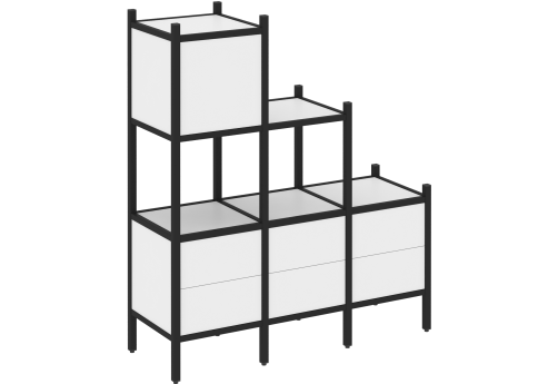 Стеллаж прямой вариант 12 Европа, цвет белый бриллиант + черный