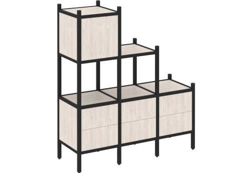 Стеллаж прямой вариант 12 Европа, цвет денвер светлый + черный