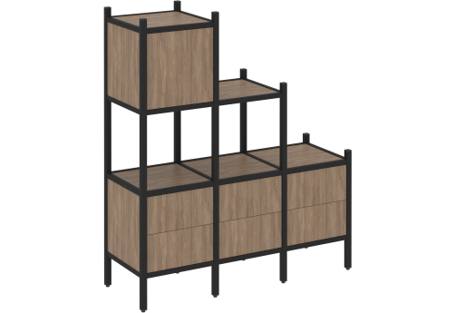 Стеллаж прямой вариант 12 Европа, цвет дуб аризона + черный