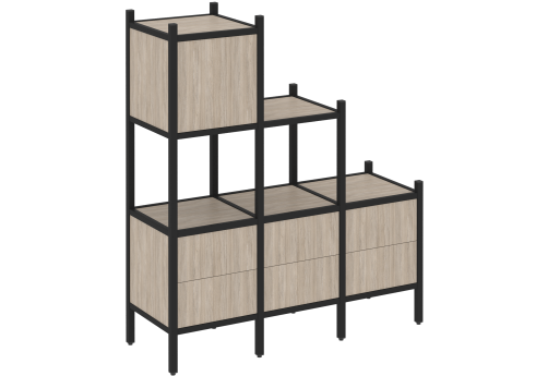 Стеллаж прямой вариант 12 Европа, цвет дуб аттик + черный