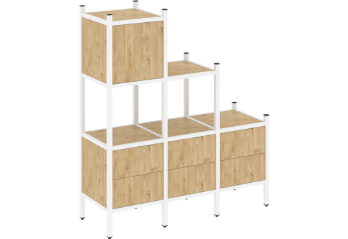 Стеллаж прямой вариант 12 Европа, цвет тиквуд светлый + белый