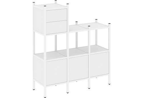 Стеллаж прямой вариант 13 Европа, цвет белый бриллиант + белый