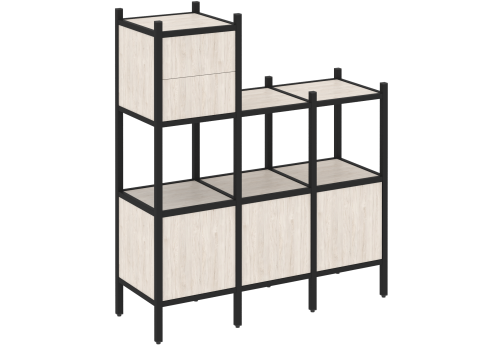 Стеллаж прямой вариант 13 Европа, цвет денвер светлый + черный