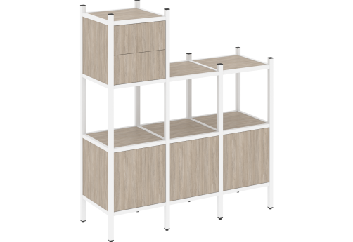 Стеллаж прямой вариант 13 Европа, цвет дуб аттик + белый