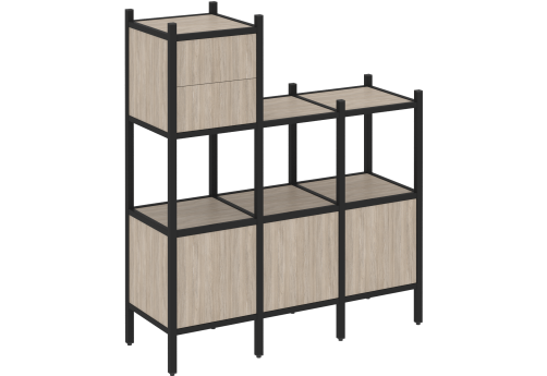 Стеллаж прямой вариант 13 Европа, цвет дуб аттик + черный
