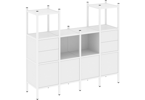 Стеллаж прямой вариант 14 Европа, цвет белый бриллиант + белый