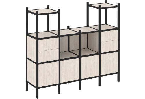 Стеллаж прямой вариант 14 Европа, цвет денвер светлый + черный