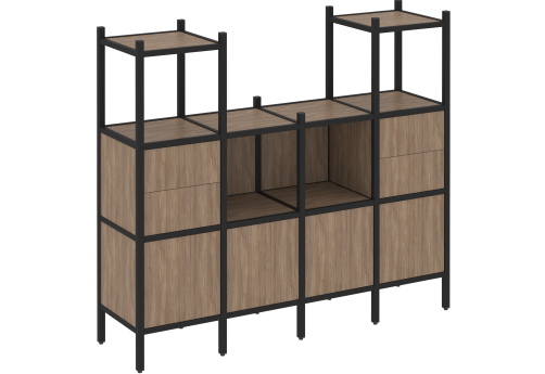 Стеллаж прямой вариант 14 Европа, цвет дуб аризона + черный