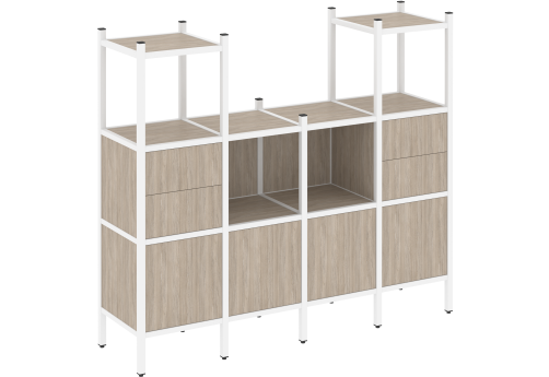 Стеллаж прямой вариант 14 Европа, цвет дуб аттик + белый