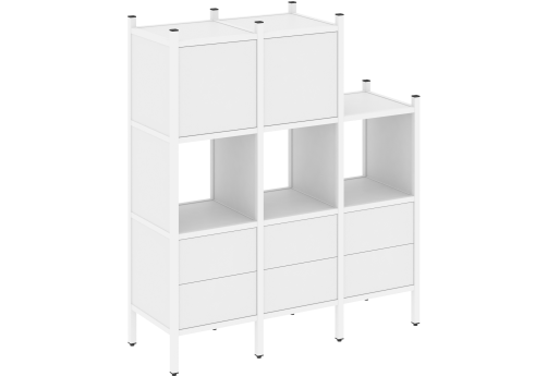 Стеллаж прямой вариант 15 Европа, цвет белый бриллиант + белый