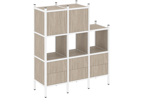 Стеллаж прямой вариант 15 Европа, цвет дуб аттик + белый