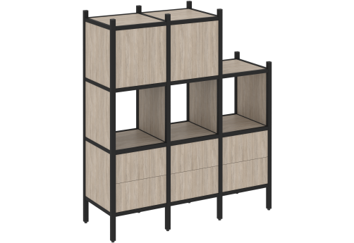Стеллаж прямой вариант 15 Европа, цвет дуб аттик + черный